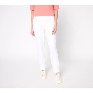 Denim & Co. Active Pet French Terry Tapered Ankle Pant White Petite XS A685184